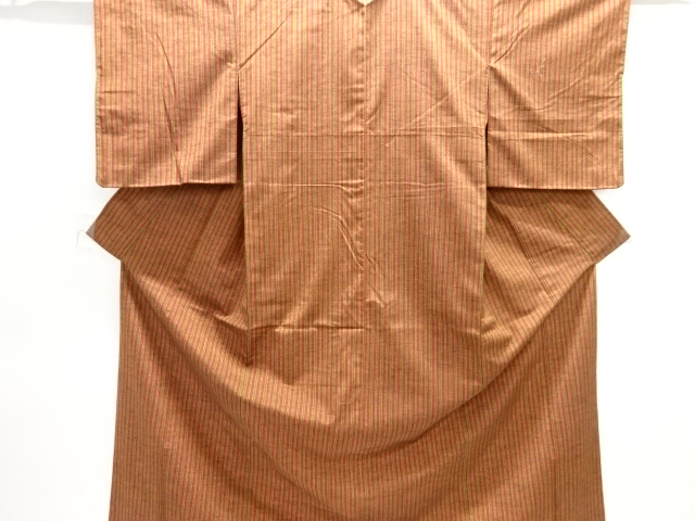 未使用品　縞織り出し手織り紬着物